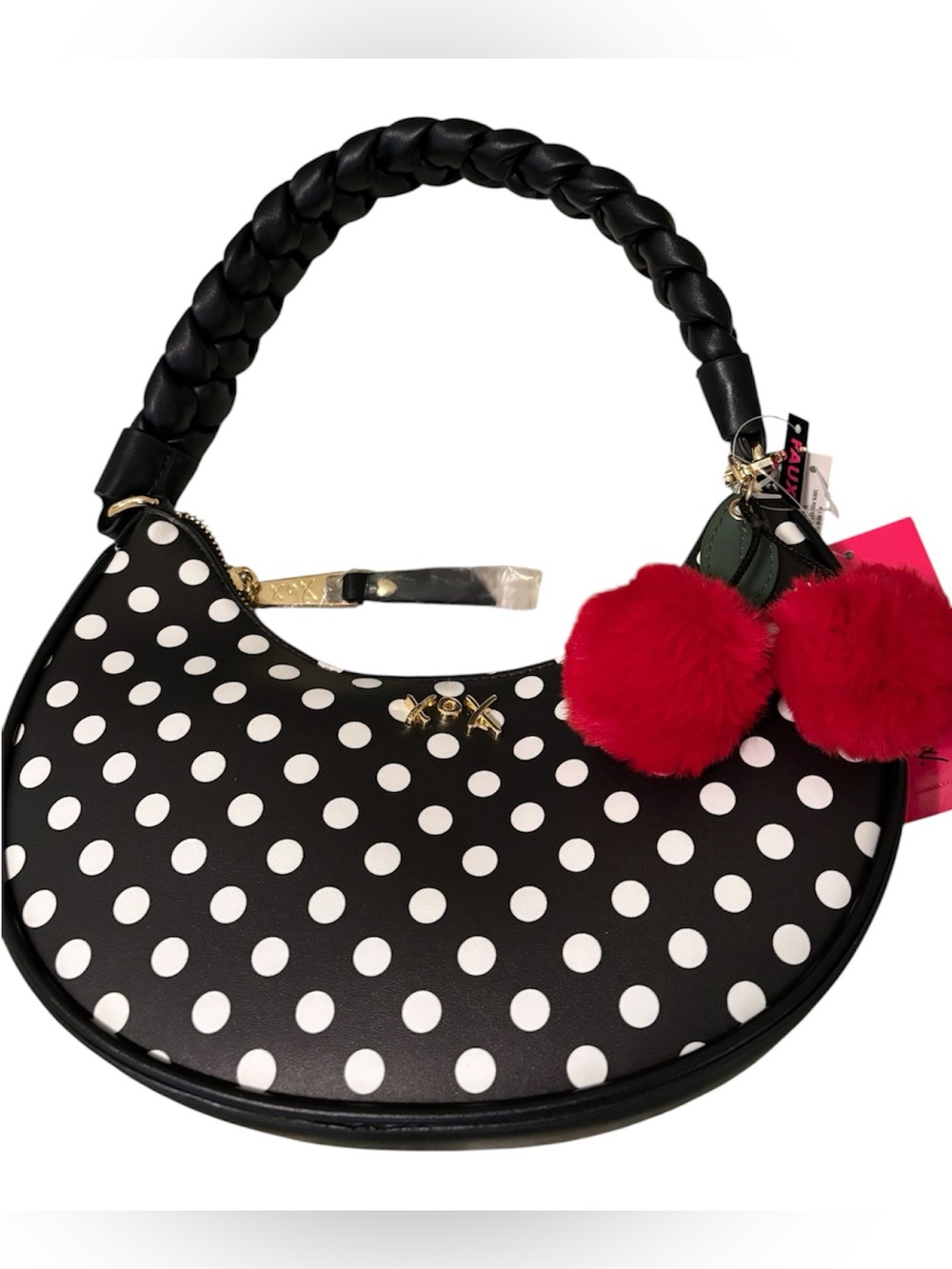 Betsey Johnson black and white polka dot shoulder bag - NWT